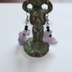 New Handcrafted Amethyst Stones Beaded Earrings